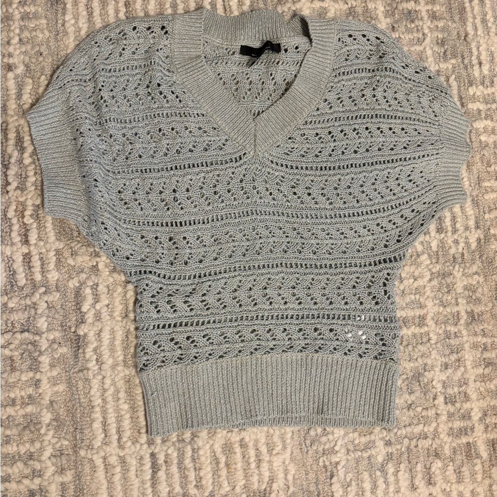 White House Black Market Green  V-Neck Sweater sz XS